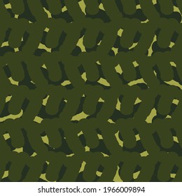 Textile material for military camouflage outfits. Abstract nature background in shades of khaki, light green and black.