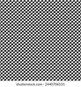 Textile material woven in black and white, pattern with jagged diagonal stripes. Retro linen or cotton cloth. Checked fabric texture. Abstract vector.