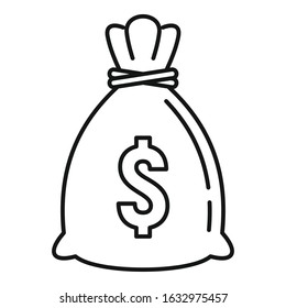 Textile money bag icon. Outline textile money bag vector icon for web design isolated on white background