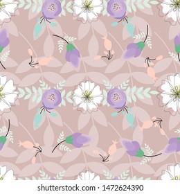 Textile motif always have. Surface pattern with seamless nature cf colorful flower and leaves. Can use for print, template, fabric, presentation, banner, poster, wallpaper, poster, background