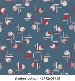 Textile motif seamless pattern. Abstract line shape geometric motif pattern continuous background. Man shirt all over print block. Vector illustration