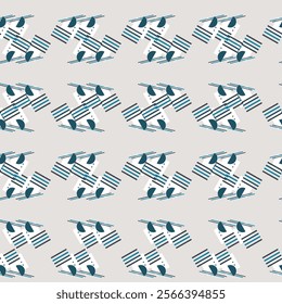 Textile motif seamless pattern. Abstract line shape geometric motif basic pattern continuous background. Man shirt all over print block. 