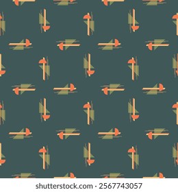 Textile motif seamless pattern. Abstract line shape geometric motif basic pattern continuous background. Man shirt all over print block. 