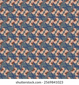 Textile motif seamless pattern. Abstract line shape geometric motif basic pattern continuous background. Man shirt all over print block. 