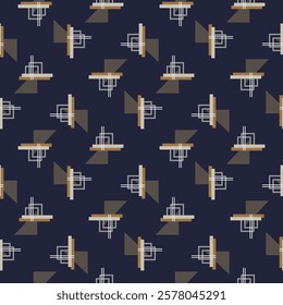 Textile motif seamless pattern. Abstract line shape geometric motif basic pattern continuous background. Man shirt all over print block. 