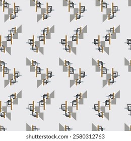 Textile motif seamless pattern. Abstract line shape geometric motif basic pattern continuous background. Man shirt all over print block. 