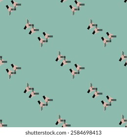 Textile motif seamless pattern. Abstract line shape geometric motif basic pattern continuous background. Man shirt all over print block. 