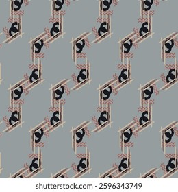 Textile motif seamless pattern. Abstract line shape geometric motif basic pattern continuous background. Man shirt all over print block. 