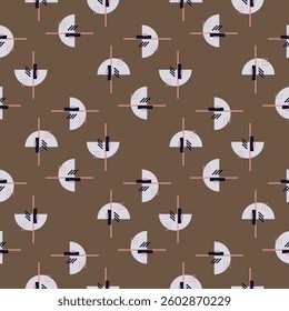 Textile motif seamless pattern. Abstract line shape geometric motif basic pattern continuous background. Man shirt all over print block. 