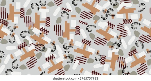 Textile motif seamless pattern. Abstract line shape geometric motif basic pattern continuous background. Man shirt all over print block. 