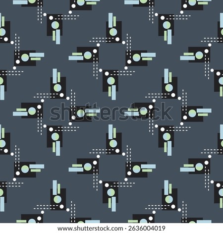 Textile motif seamless pattern. Abstract line shape geometric motif basic pattern continuous background. Man shirt all over print block. 