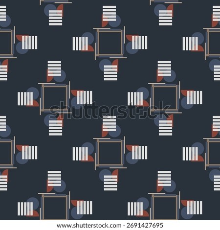 Textile motif seamless pattern. Abstract line shape geometric motif basic pattern continuous background. Man shirt all over print block. 