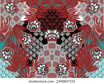 Textile Mughal Floral Motif Border Pattern.Traditional Indian Motif.Traditional Arabic motifsdigital flowers design and leaves motif.beautiful scarf print design for textile print in fabric.