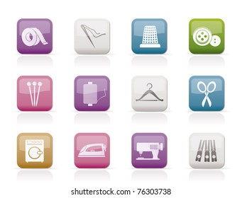 Textile Objects And Industry   Icons - Vector Icon Set