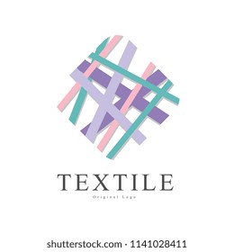 Textile original logo, badge for yarn shop, craft store, company identity, advertising vector Illustration on a white background