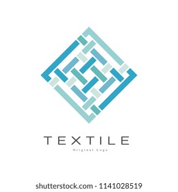 Textile original logo design, creative geometrical design element for company identity, craft store, advertising, poster, banner, flyer vector Illustration on a white background