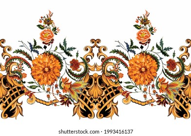 textile ornamental border multi colors