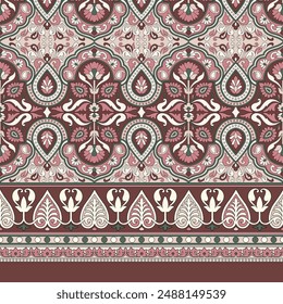 Textiles Paisley-Grenzmuster auf Marine-Hintergrund