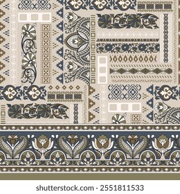 textile paisley border pattern on background