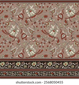 textile paisley border pattern on background