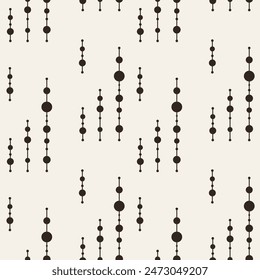 Textile pattern with abstract beads on rope, on beige background. For background, backdrop, packaging, textile covering.