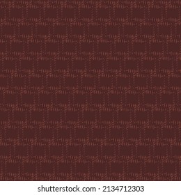 Textile pattern with aligned squares, made of several stitches. Decorative background in brown and red tones.