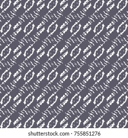 Textile pattern in blue and white with alternate abstract symbols. Vector design.