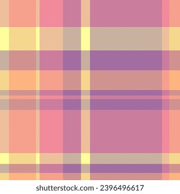 Textile pattern check of plaid tartan fabric with a vector background seamless texture in magenta and red colors.