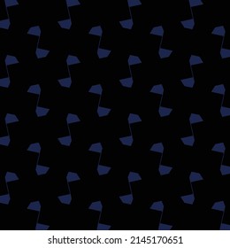 Textile pattern composed of simple stylized elements. Minimal decorative design in black and blue.
