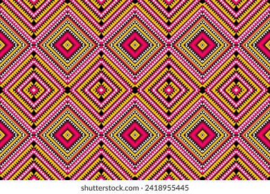 textile pattern design fabric pattern ethnic tribal pattern flower black yellow white pink geometry circle triangle vector background for paint textile carpet blanket pillow linoleum background repeat