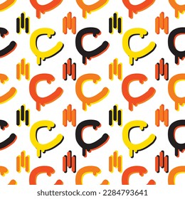 Diseño de patrones textiles y papel pintado Carta de goteo colorida, letra 3D genial para camisetas; decoración de habitaciones y accesorios.