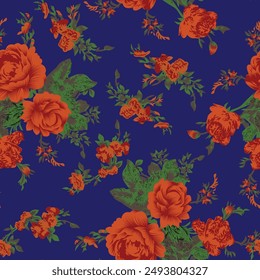 Textile pattern flower design, wallpaper seamless pattern