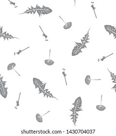 Textile pattern grahpic monochrome of a dandelion