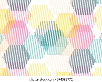 textile pattern with hexagon stripes background