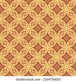 patrón textil Kawung tejido sin costura amarillo sobre marrón , patrón de batik javanés en Indonesia. Patrones étnicos de círculo geométrico utilizados para imprimir textiles o azulejos de fondo. vintage de estilo de diseño