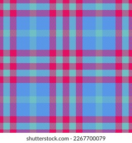Patrón textil sin fisuras. Mantén a raya tartán. Vector de tela de fondo de textura en colores rosa y azul.