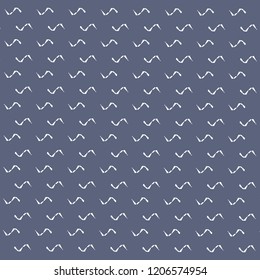 Textile pattern with small stylized waves. Simple geometric elements on blue surface. Vector illustration.