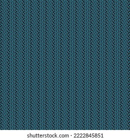 Textile pattern with stripes, in blue and black, consisting of some signs or small decorative elements. Upholstery fabric. Abstract vector.