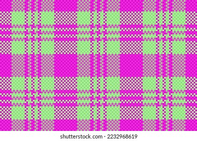 Textile pattern texture. Check fabric background. Vector plaid tartan seamless in green and pink colors.