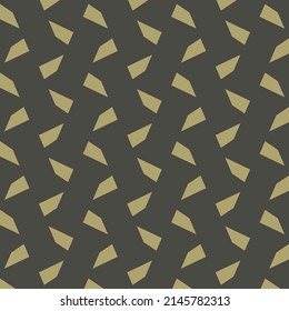 Textile pattern with zigzags and small trapezoidal shapes. Geometric structure. Wallpaper design in black and gold.