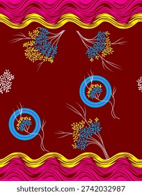 Textile Patterns Printed Designs For Sari, Dress, Scarf. Hankie, Tiles, And 