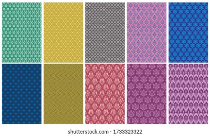 textile patterns vintage a...ector set templates 02
