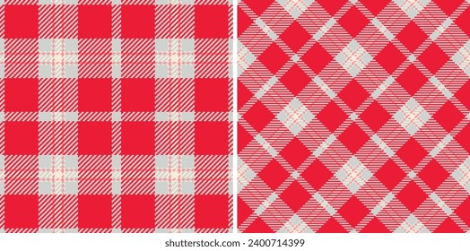 Textile plaid background of fabric texture seamless with a tartan pattern vector check set in retro colors.