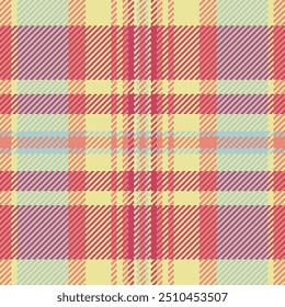 Fondo a cuadros textil de tela a cuadros de Vector con un patrón de textura de tartán sin costuras en colores rojo y amarillo.