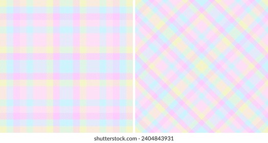 Textile plaid check of background seamless pattern with a fabric texture vector tartan set in spring colors.