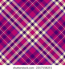 Textile plaid fabric of vector background pattern with a tartan texture check seamless in violet and pink colors.