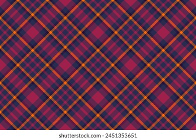 Textile plaid pattern of seamless check texture with a vector tartan fabric background in blue and pink colors.