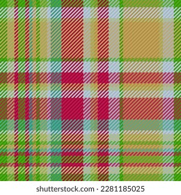 Textile plaid seamless. Background check fabric. Vector pattern texture tartan in turquoise and red colors.