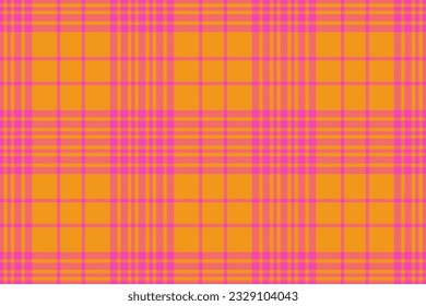 Textile plaid seamless of background tartan pattern with a texture fabric vector check in pink and orange colors.