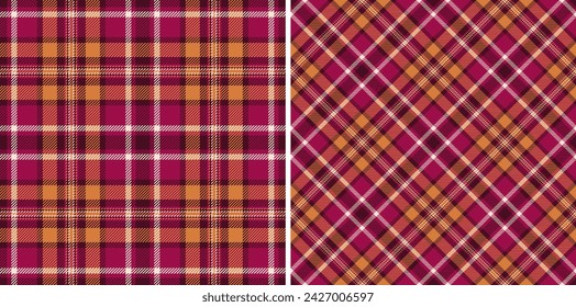 Textile plaid seamless of tartan fabric pattern with a texture vector check background. Set in coffee colors. Messy stripe art.